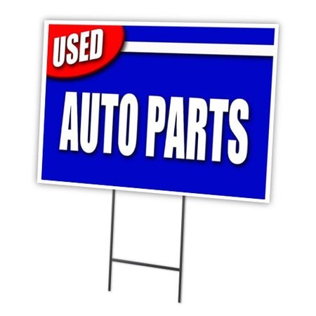 SIGNMISSION Used Auto Parts Yard Sign & Stake outdoor plastic coroplast window C-1216 Used Auto Parts